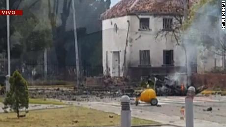 Rubble litters the ground after the attack at a Colombian police academy Thursday.