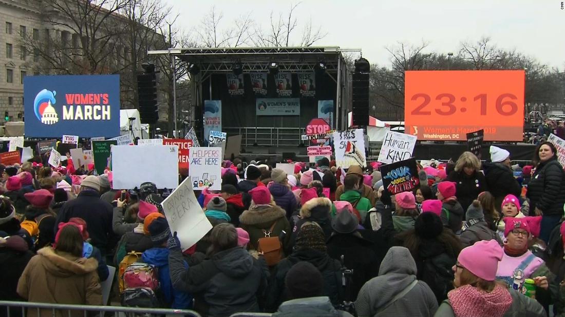 Photo of Women's March D.C., crowd waiting for a speaker to appear.