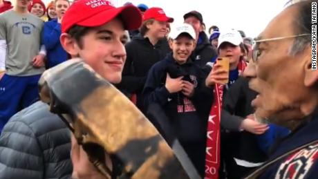 Student Nick Sandmann, left, became the subject of viral scorn over a video shot at the Lincoln Memorial. 