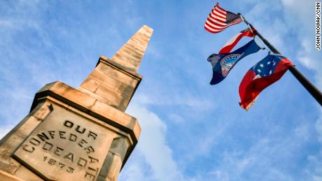 A monument to Confederate soldiers in Oakland Cemetery, less than a mile from the former Confederate Ave. in Atlanta.