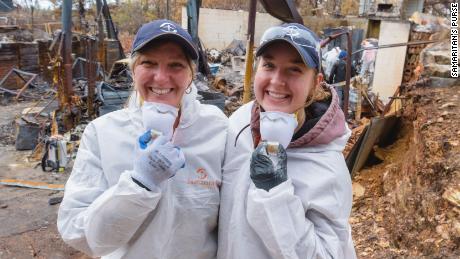 Kathleen Esterly and her daughter Veronica volunteer with Samaritan's Purse after the Camp Fire in Paradise, California.