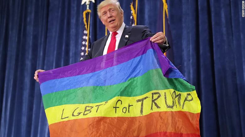 Donald trump gay pride flag upside down