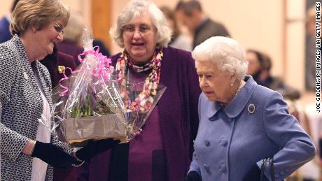 Queen Elizabeth II leaves after attending a Sandringham Women&#39;s Institute meeting in Norfolk on Thursday.