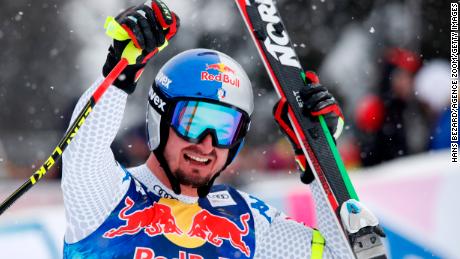 Dominik Paris of Italy won his third downhill title at Kitzbuhel. 