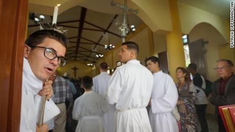 Mass begins at a new Catholic church in Western, Cuba, the first to be built in 60 years.