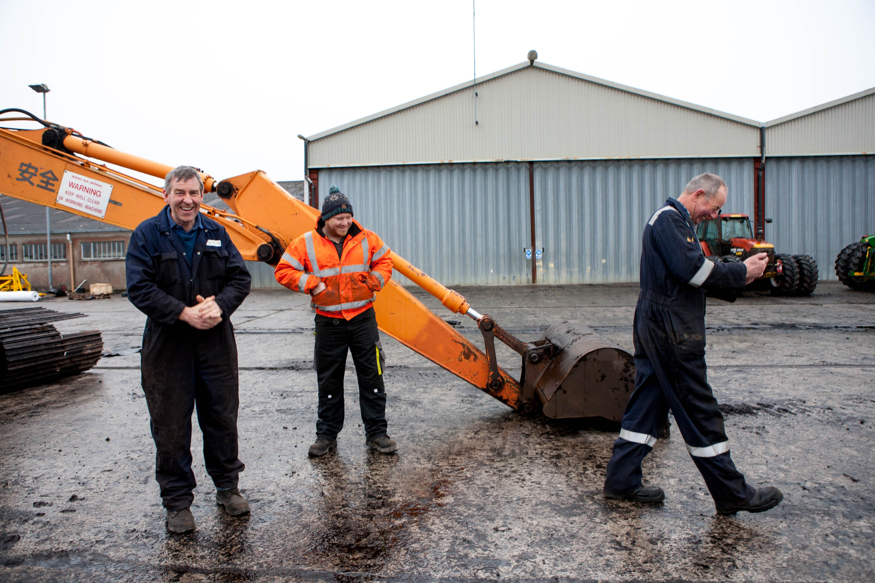 Derryfada workers Liam Burke (left), Robert Kenny and Pat Hurley have worked in the bog for 97 years, collectively. 