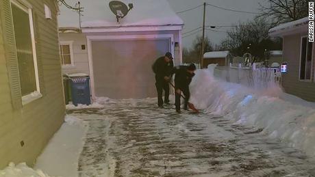 Firefighters called as mom has baby at home. Then they shovel the driveway.