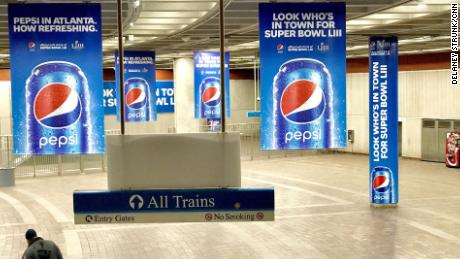 Pepsi ads blanket Atlanta&#39;s downtown MARTA station.