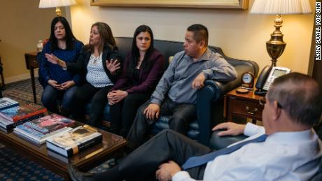 From left, Margarita Cruz, Victorina Morales, Sandra Diaz and Gabriel Sedano speak with Sen. Bob Menendez in his office in Washington.