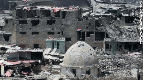 A picture taken on July 9, 2017, shows a general view of the destruction in Mosul's Old City.