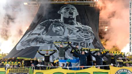 Nantes fans pay tribute to Sala during the Ligue 1 match between FC Nantes and AS Saint Etienne