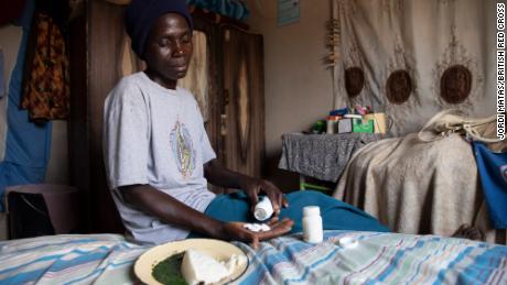 Tarisai Mubhoyi with her HIV medication at her home in Neshuro.