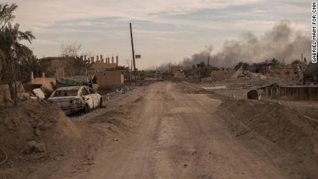 Mortars fire from the Syrian village of Susa towards Marashida, the next town to be liberated, on January 18.