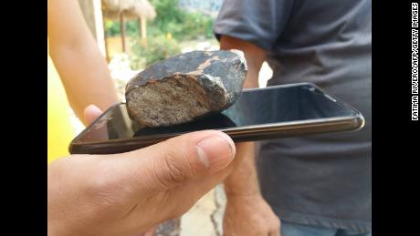 A suspected meteorite is shown in the western Cuban town of Viñales on Friday.