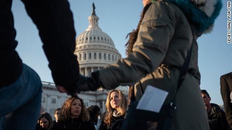 Mucarsel-Powell attends the unveiling of a statue in Washington of Joaquin Oliver, one of 17 people killed during the mass shooting at Marjory Stoneman Douglas High School in Parkland, Florida.