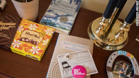 A book by Marjory Stoneman Douglas is among the items on a table in Mucarsel-Powell's congressional office.