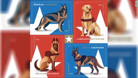 The postal service has a new series of stamps honoring military working dogs.