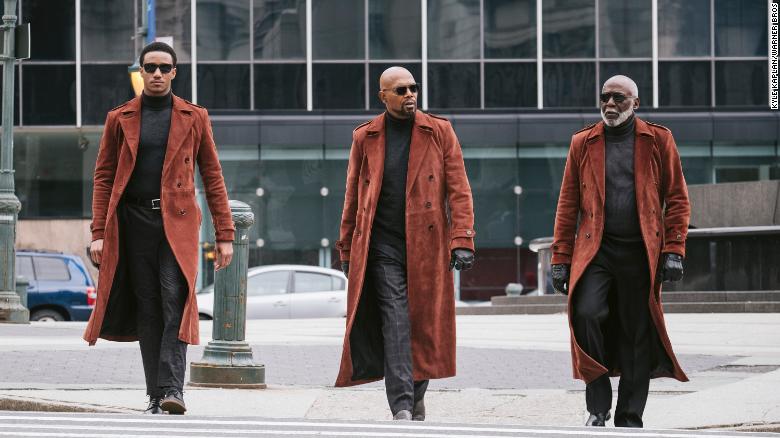 Jessie T. Usher, from left, Samuel L. Jackson and Richard Roundtree star in &quot;Shaft.&quot; 