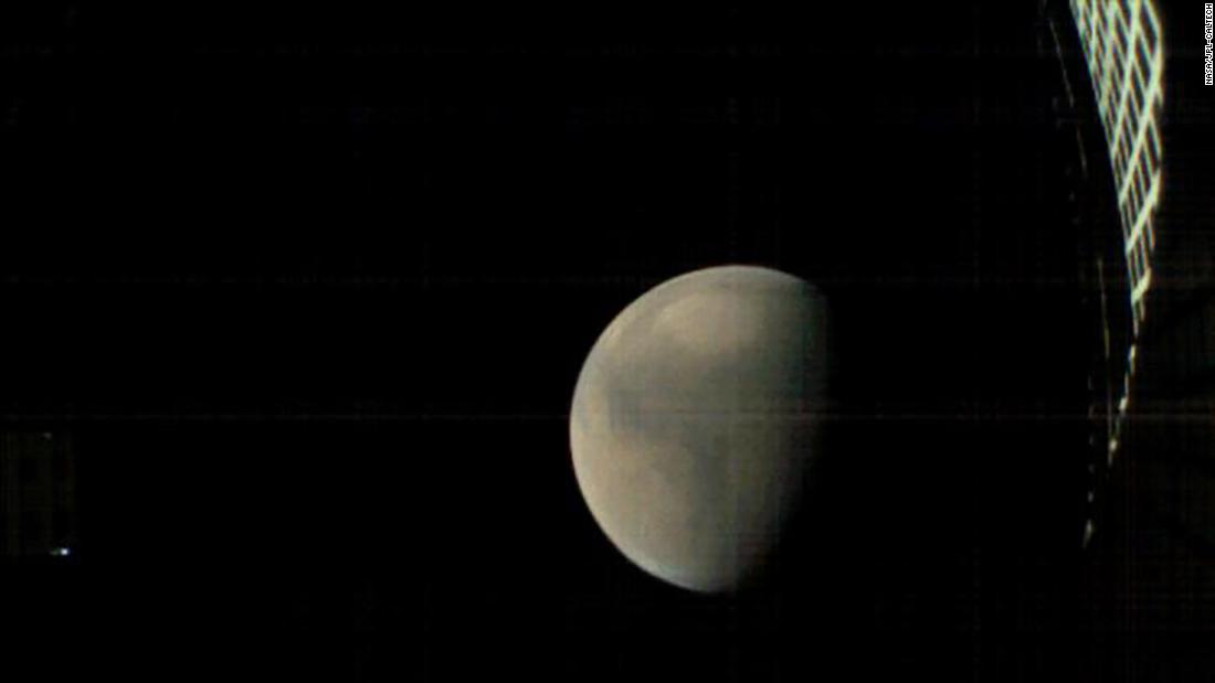 MarCO-B took this images as it approached Mars from about 357,300 miles away, just before InSight landed on Mars.