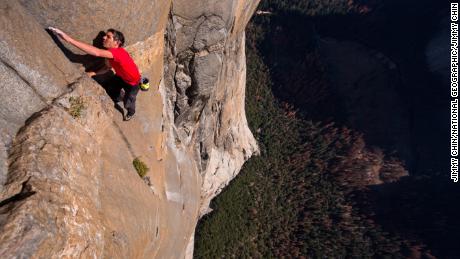 "If he slips, he falls.  If he falls, he dies"  -- Climb 3,000 feet without ropes