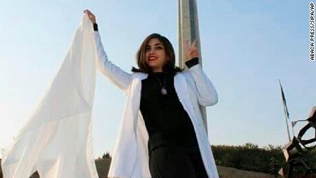 Women in Iran have been protesting the obligatory Islamic headscarf by taking theirs off and waving them on sticks. 