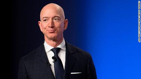 Amazon and Blue Origin founder Jeff Bezos provides the keynote address at the Air Force Association&#39;s Annual Air, Space &amp; Cyber Conference in Oxen Hill, MD, on September 19, 2018. (Photo by Jim WATSON / AFP)        (Photo credit should read JIM WATSON/AFP/Getty Images)