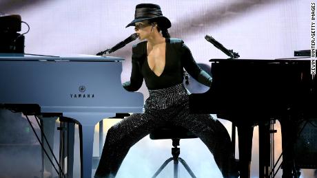 Alicia Keys onstage at the Grammys