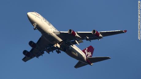 A Virgin Atlantic Boeing 747 prepares to land at London Gatwick.