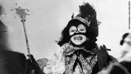 Louis Armstrong reigns as King Zulu in 1949.