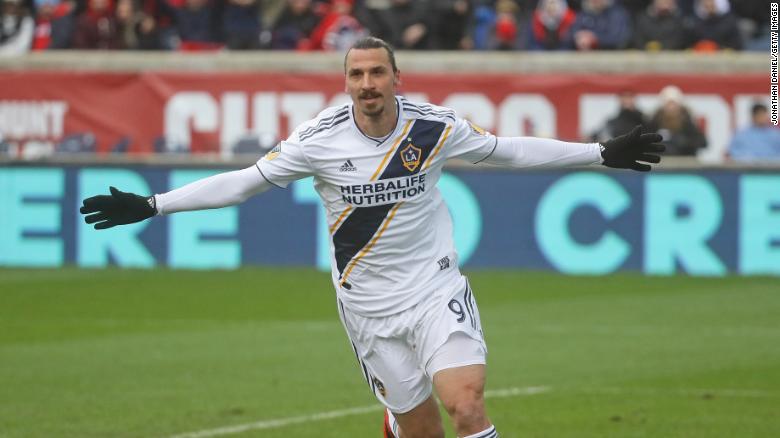 Zlatan Ibrahimovic celebrates