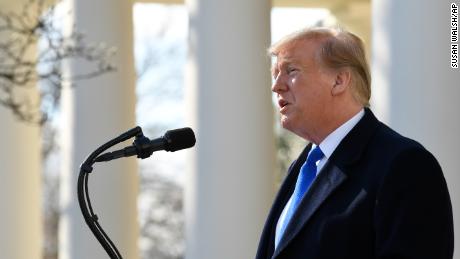 President Donald Trump speaks during an event in the Rose Garden at the White House in Washington, Friday, Feb. 15, 2019, to declare a national emergency in order to build a wall along the southern border. (AP Photo/Susan Walsh)