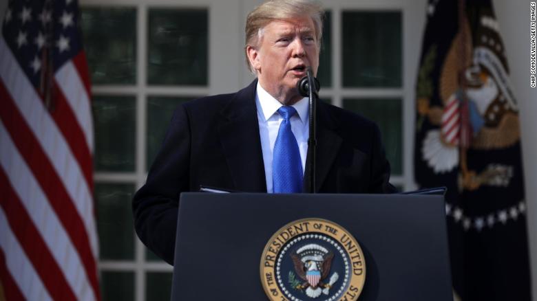 U.S. President Donald Trump speaks on border security during a Rose Garden event at the White House February 15, 2019 in Washington, DC. President Trump is expected to declare a national emergency to free up federal funding to build a wall along the southern border. 