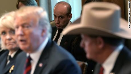 Stephen Miller looks on as President Trump hosts a discussion on border security 