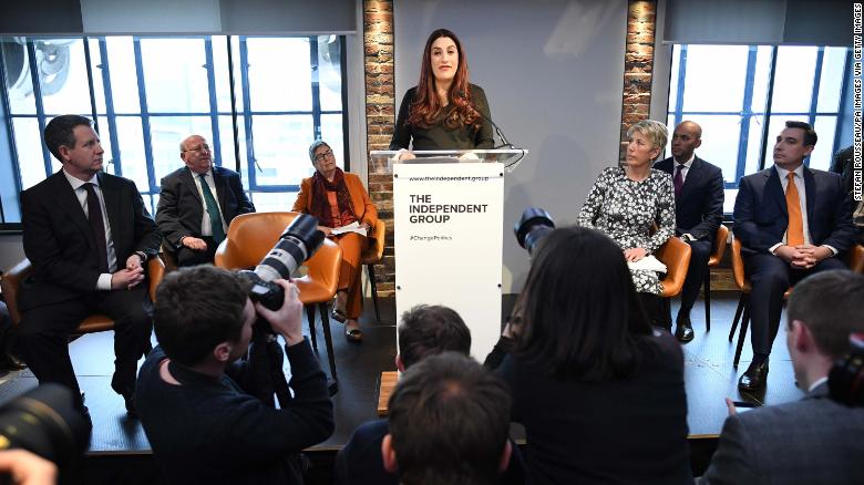 Luciana Berger announces her resignation along with six other Labour MPs during a press conference at County Hall in Westminster, London, on Monday.