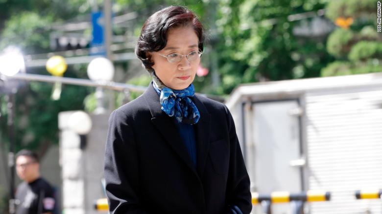 Lee Myung-hee, the wife of Korean Air Chairman Cho Yang-ho, arrives for questioning at Seoul Metropolitan Police Agency in Seoul, South Korea, Monday, May 28, 2018.