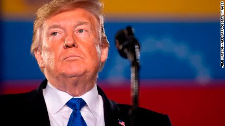 US President Donald Trump delivers remarks to the Venezuelan American community at Florida International University Ocean Bank Convocation Center in Miami, FL, on February 18, 2019. (Photo by Jim WATSON / AFP)        (Photo credit should read JIM WATSON/AFP/Getty Images)