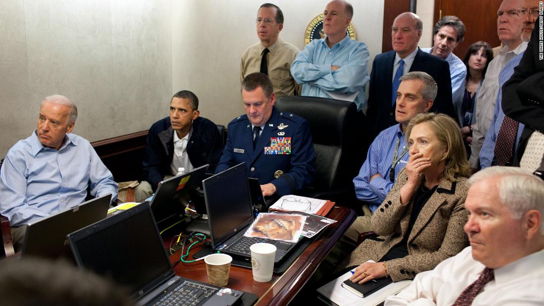 Biden sits with Obama and members of Obama&#39;s national security team as they monitor &lt;a href=&quot;http://www.cnn.com/2016/04/30/politics/obama-osama-bin-laden-raid-situation-room/&quot; target=&quot;_blank&quot;&gt;the mission against Osama bin Laden&lt;/a&gt; in May 2011. &lt;em&gt;(Editor&#39;s note: The classified document in front of Hillary Clinton was obscured by the White House.)&lt;/em&gt;
