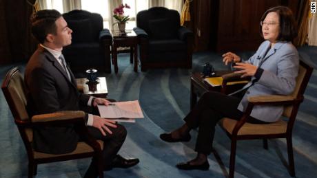 Taiwan President Tsai Ing-wen in conversation with CNN&#39;s Matt Rivers on February 18.