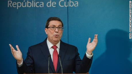 Cuban Foreign Minister Bruno Rodriguez Parrilla gives a press conference at the Foreign Ministry in Havana.