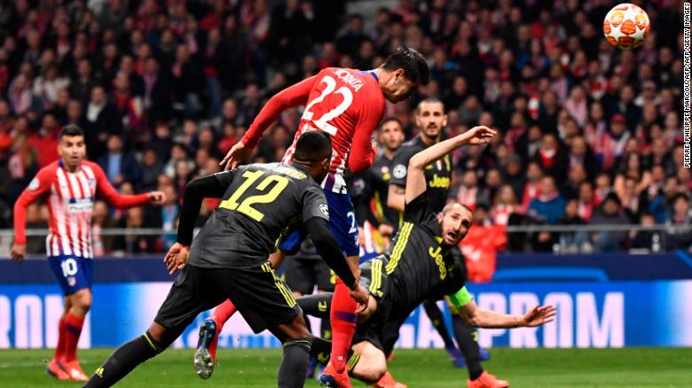 Atletico's Alvaro Morata had his effort ruled out for a foul.