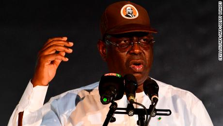 Senegalese President Macky Sall delivers a speech during a rally on February 19, 2019. 