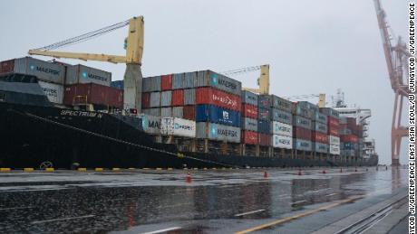 A ship carrying waste from the Philippines arrives back in South Korea. 