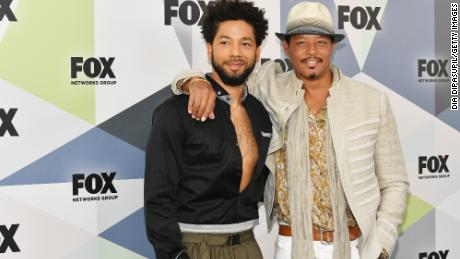 Actors Jussie Smollett, left, and Terrence Howard attend the 2018 Fox Network Upfront on May 14, 2018 in New York City.