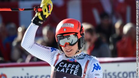 Federica Brignone of Italy won the combined again at Crans-Montana. 