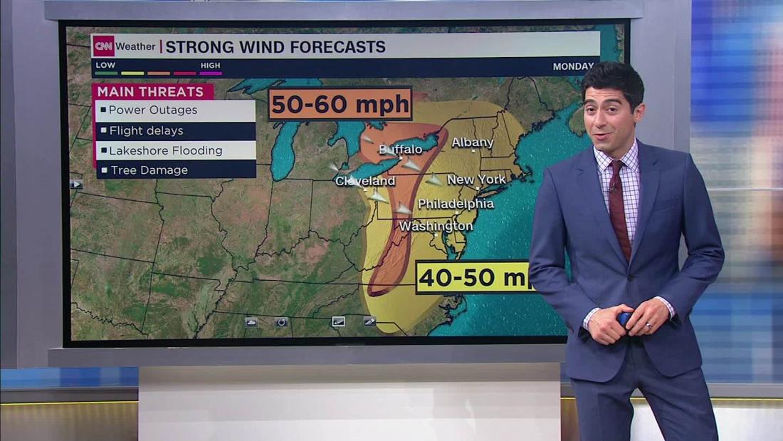 Weather forecast for extreme winds in the Northeast Monday - CNN Video