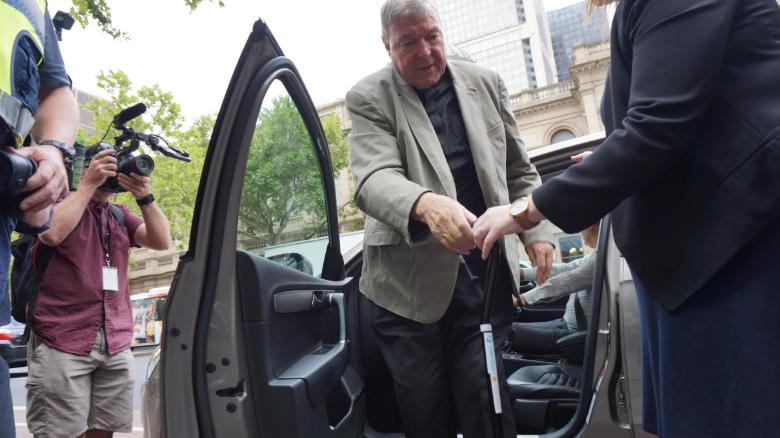 Pell arrives at court in Melbourne on Tuesday.
