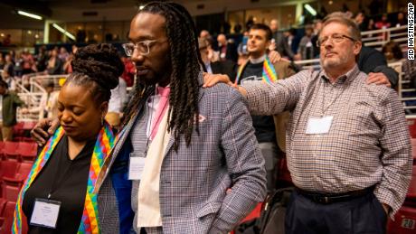 Delegates join in prayer during the 2019 Special Session of the General Conference of The United Methodist Church.