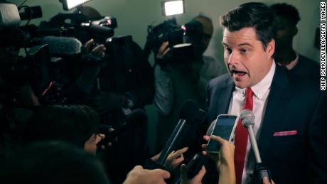 WASHINGTON, DC - OCTOBER 19: House Judiciary Committee member Rep. Matt Gaetz (R-FL) talks with reporters before heading into a closed-door hearing in the Rayburn House Office Building on Capitol Hill October 19, 2018 in Washington, DC. The House Judiciary and Oversight committee are questioning Fusion GPS contractor Nellie Ohr, wife of senior Justice Department official Bruce Ohr. She is being questioned as part of the investigation into the opposition research dossier about then-candidate Donald Trump's alleged personal and business ties to Russia that Republicans say is at the center of alleged Department of Justice misconduct during the 2016 election. (Photo by Chip Somodevilla/Getty Images)