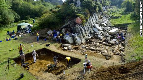 Scientists work to learn more about the source of the monument's rocks.