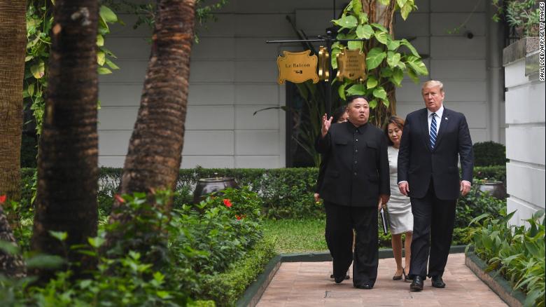 Trump with Kim at the Sofitel Legend Metropole hotel in Hanoi in February.